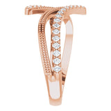 14K Gold Round Natural Diamond Bypass Ring II - Rose Gold - view 4