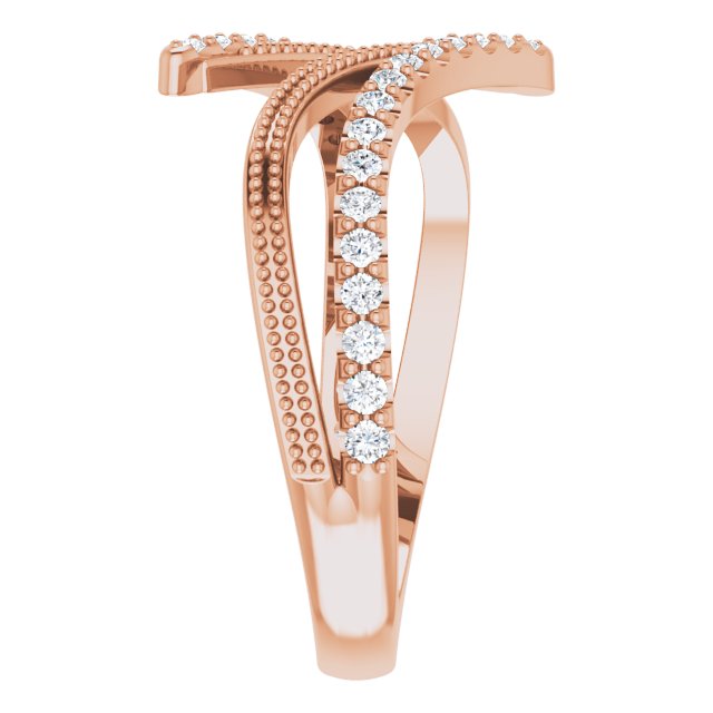 14K Gold Round Natural Diamond Bypass Ring II - Rose Gold - view 4