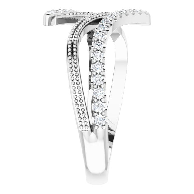 Platinum Round Natural Diamond Bypass Ring II - view 4