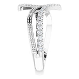 14K Gold Round Natural Diamond Bypass Ring II - White Gold - view 4