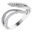 Platinum Round Natural Diamond Bypass Ring II