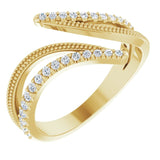 14K Gold Round Natural Diamond Bypass Ring II - Yellow Gold