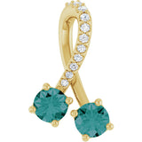 14K Gold Round Lab-Grown Alexandrite Two-Stone Necklace or Pendant - Yellow Gold