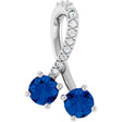 14K Gold Round Lab-Grown Blue Sapphire Two-Stone Necklace or Pendant - White Gold