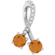 14K Gold Round Natural Citrine Two-Stone Necklace or Pendant - White Gold