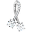 Platinum Round Natural Diamond Two-Stone Necklace or Pendant