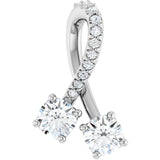 Platinum Round Natural Diamond Two-Stone Necklace or Pendant