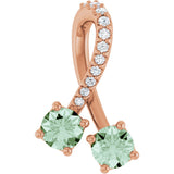 14K Gold Round Lab-Grown Alexandrite Two-Stone Necklace or Pendant - Rose Gold - view 2