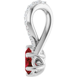 Platinum Round Natural Mozambique Garnet Two-Stone Necklace or Pendant - view 3