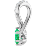 14K Gold Round Lab-Grown Emerald Two-Stone Necklace or Pendant - White Gold - view 3