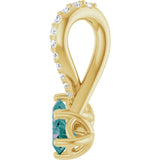 14K Gold Round Lab-Grown Alexandrite Two-Stone Necklace or Pendant - Yellow Gold - view 5