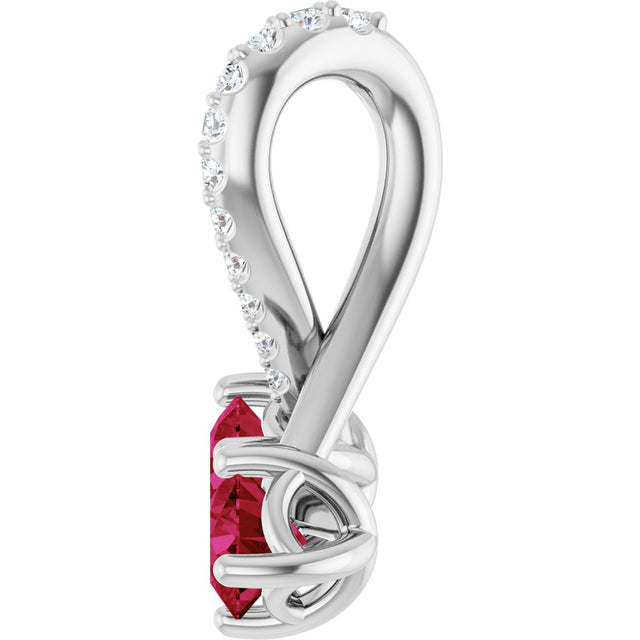 Platinum Round Natural Ruby Two-Stone Necklace or Pendant - view 3