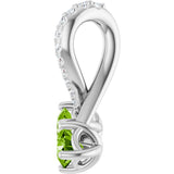 14K Gold Round Natural Peridot Two-Stone Necklace or Pendant - White Gold - view 3