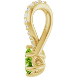 14K Gold Round Natural Peridot Two-Stone Necklace or Pendant - Yellow Gold - view 3