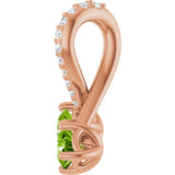 14K Gold Round Natural Peridot Two-Stone Necklace or Pendant - Rose Gold - view 3