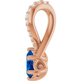 14K Gold Round Natural Blue Sapphire Two-Stone Necklace or Pendant - Rose Gold - view 3