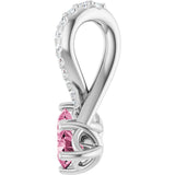 14K Gold Round Natural Pink Tourmaline Two-Stone Necklace or Pendant - White Gold - view 3