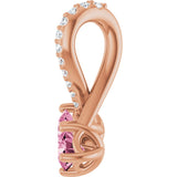 14K Gold Round Natural Pink Tourmaline Two-Stone Necklace or Pendant - Rose Gold - view 3