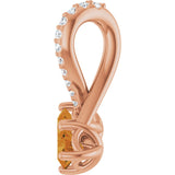 14K Gold Round Natural Citrine Two-Stone Necklace or Pendant - Rose Gold - view 3