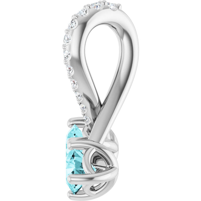 Platinum Round Natural Blue Zircon Two-Stone Necklace or Pendant - view 3