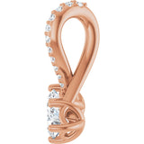14K Gold Round Natural Diamond Two-Stone Necklace or Pendant - Rose Gold - view 5