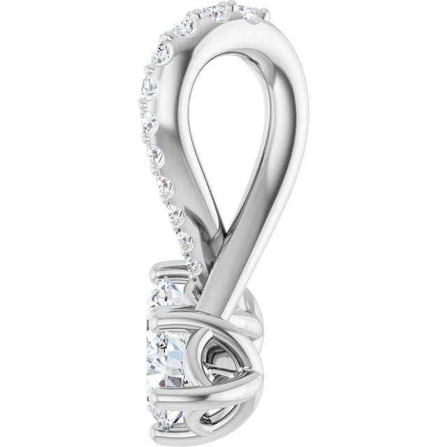 Platinum Round Natural Diamond Two-Stone Necklace or Pendant - view 5
