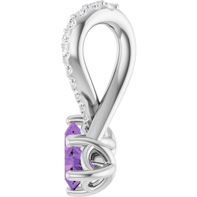 Platinum Round Natural Amethyst Two-Stone Necklace or Pendant - view 3