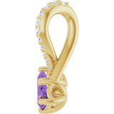 14K Gold Round Natural Amethyst Two-Stone Necklace or Pendant - Yellow Gold - view 3