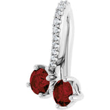 Platinum Round Natural Mozambique Garnet Two-Stone Necklace or Pendant - view 2