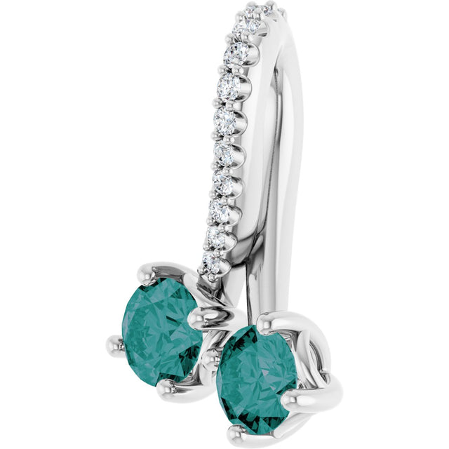 Platinum Round Lab-Grown Alexandrite Two-Stone Necklace or Pendant - view 3