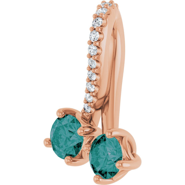 14K Gold Round Lab-Grown Alexandrite Two-Stone Necklace or Pendant - Rose Gold - view 3