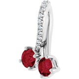 14K Gold Round Natural Ruby Two-Stone Necklace or Pendant - White Gold - view 2