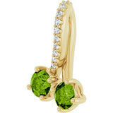 14K Gold Round Natural Peridot Two-Stone Necklace or Pendant - Yellow Gold - view 2