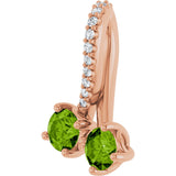 14K Gold Round Natural Peridot Two-Stone Necklace or Pendant - Rose Gold - view 2