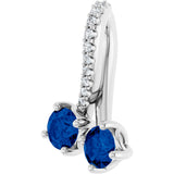 Platinum Round Natural Blue Sapphire Two-Stone Necklace or Pendant - view 2