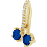 14K Gold Round Natural Blue Sapphire Two-Stone Necklace or Pendant - Yellow Gold - view 2