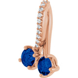 14K Gold Round Lab-Grown Blue Sapphire Two-Stone Necklace or Pendant - Rose Gold - view 2