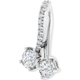 14K Gold Round Natural Diamond Two-Stone Necklace or Pendant - White Gold - view 3