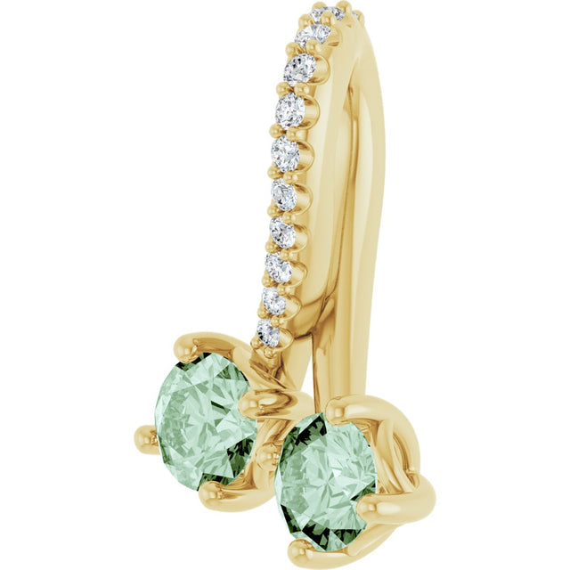14K Gold Round Lab-Grown Alexandrite Two-Stone Necklace or Pendant - Yellow Gold - view 4