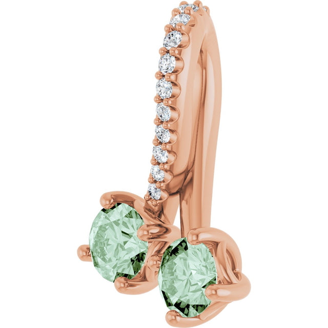 14K Gold Round Lab-Grown Alexandrite Two-Stone Necklace or Pendant - Rose Gold - view 4