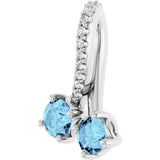 Platinum Round Natural Aquamarine Two-Stone Necklace or Pendant - view 2