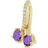 14K Gold Round Natural Amethyst Two-Stone Necklace or Pendant - Yellow Gold - view 2