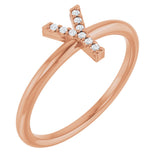 14K Gold Round Natural Diamond Accented Initial Ring - Rose Gold