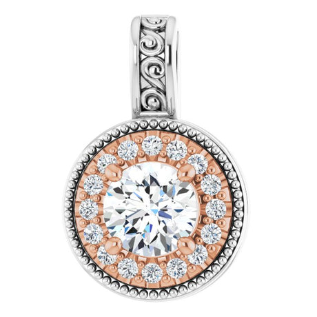 14K Gold Round Natural Diamond Halo-Style Pendant – 1/2 CTW
