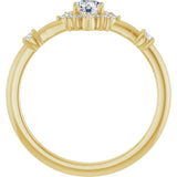 14K Gold Oval Natural White Sapphire Halo-Style Ring - Yellow Gold - view 2