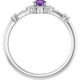 Platinum Oval Natural Amethyst Halo-Style Ring - view 2