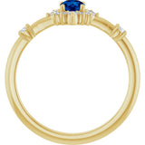 14K Gold Oval Natural Blue Sapphire Halo-Style Ring - Yellow Gold - view 2
