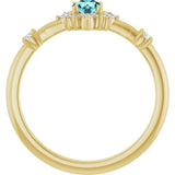 14K Gold Oval Natural Blue Zircon Halo-Style Ring - Yellow Gold - view 2
