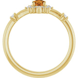 14K Gold Oval Natural Citrine Halo-Style Ring - Yellow Gold - view 2