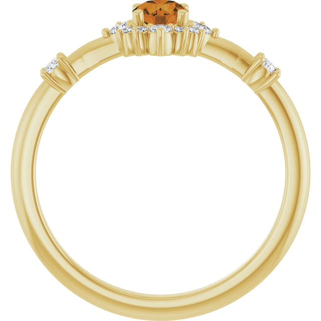 14K Gold Oval Natural Citrine Halo-Style Ring - Yellow Gold - view 2